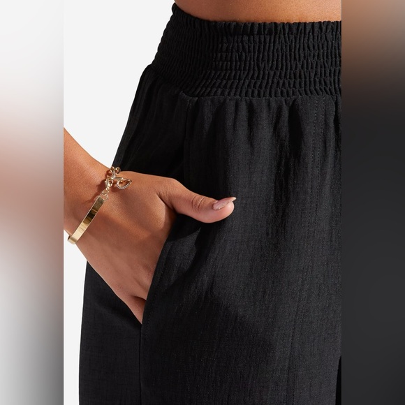 🔺SOLD🔺✨NEW Set✨ Shoedazzle Smocked Wide Leg Pant & Tie Front Crop Top - Large - Picture 5 of 13